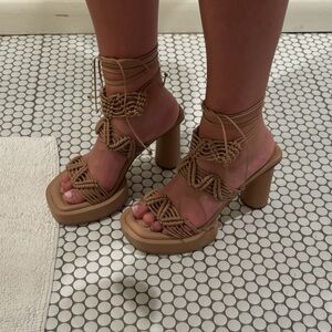 Elegant Tan Women's Heeled Sandals